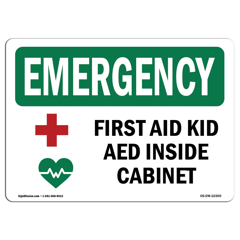 First Aid Kit AED Inside Cabinet With Symbol