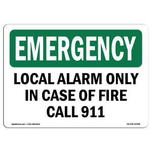 Local Alarm Only In Case Of Fire Call 911