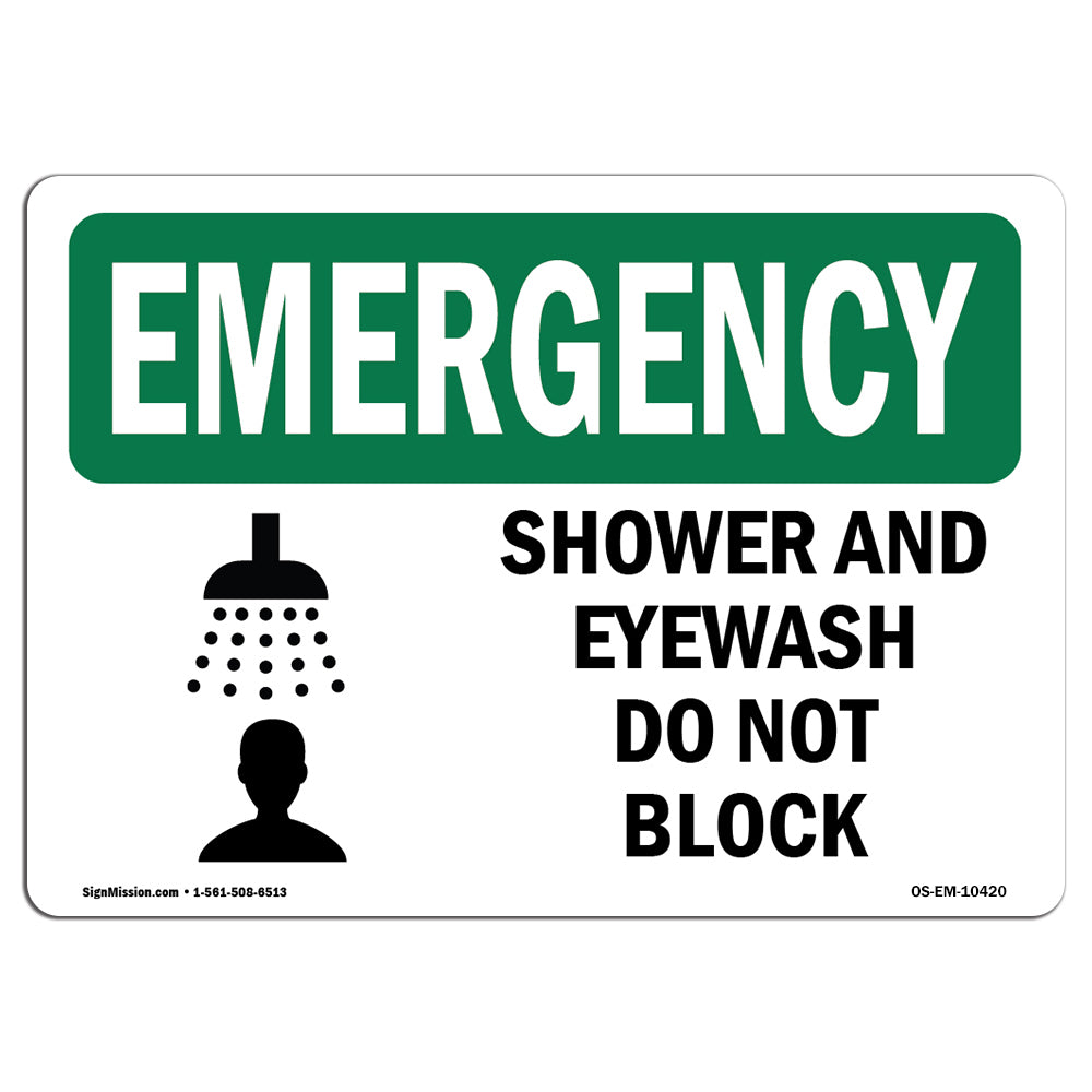 Shower And Eyewash Do Not Block With Symbol