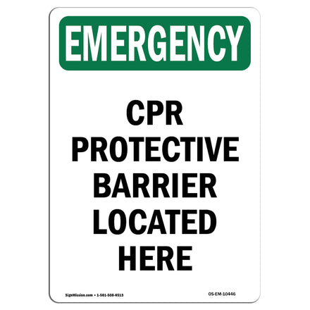 CPR Protective Barrier Located Here