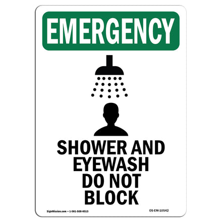 Shower And Eyewash Do Not Block With Symbol
