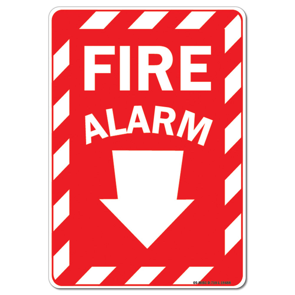 Fire Alarm Emergency Sign with Arrow