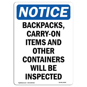 Backpacks, Carry-On Items And Other Containers