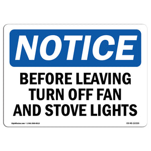 Before Leaving Turn Off Fan And