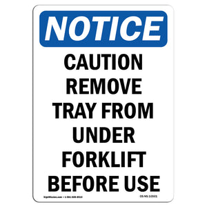 Caution Remove Tray From Under Forklift Before Use