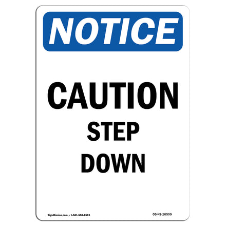 Caution Step Down Sign