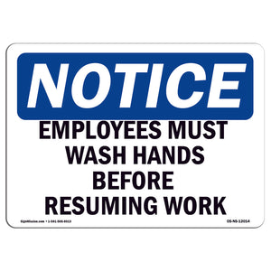 Employees Wash Hands Before Work Sign