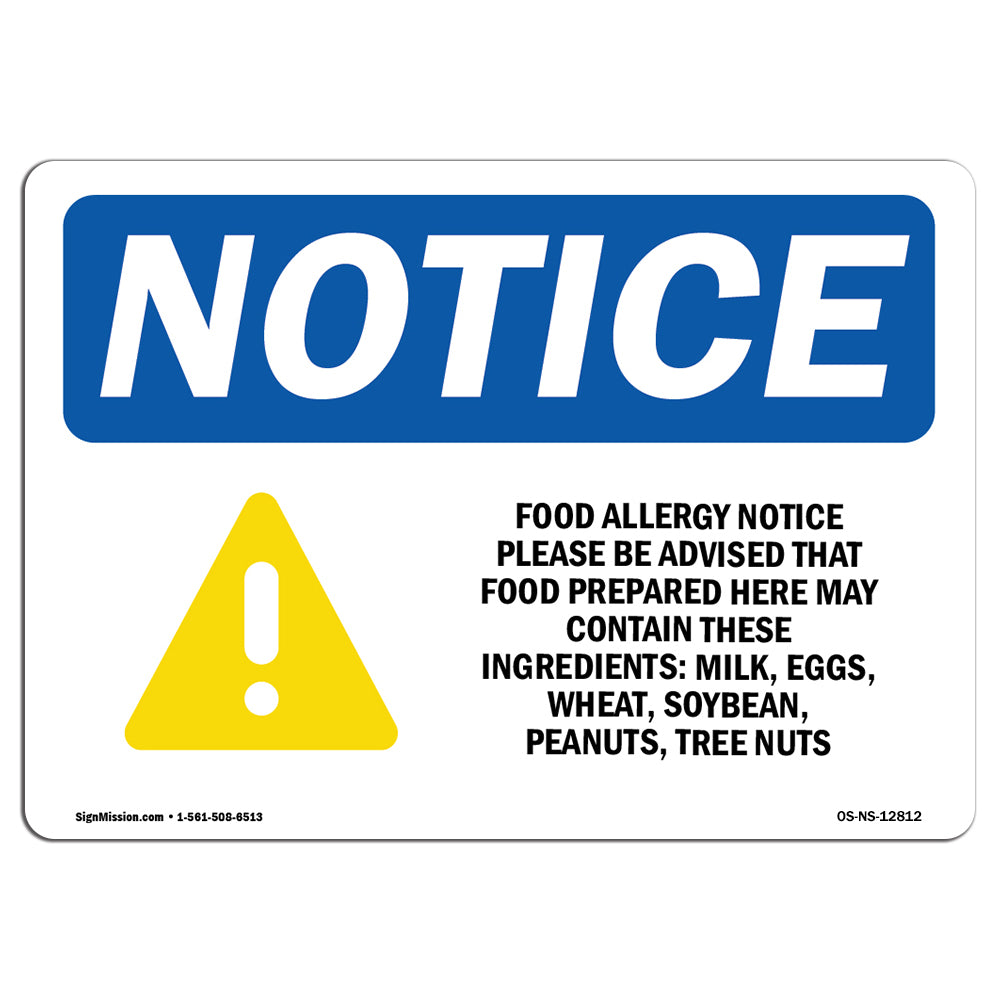 Food Allergy Notice Please Be