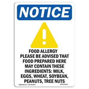 Food Allergy Notice Please Be