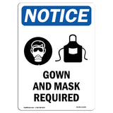 Gown And Mask Required Sign With Symbol