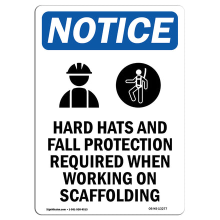 NOTICE Hats Fall Protection Required Scaffolding