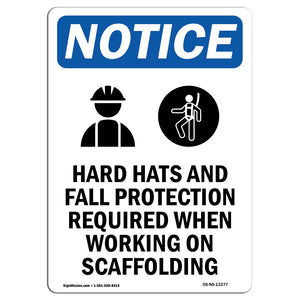 NOTICE Hats Fall Protection Required Scaffolding