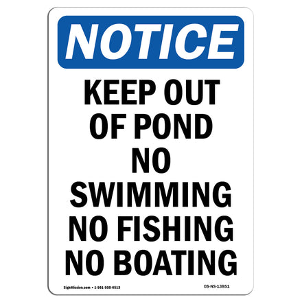 Keep Out Of Pond No Swimming No Fishing No Boating