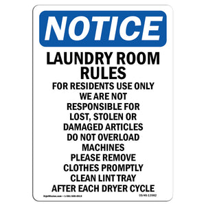 Laundry Room Rules For Residents