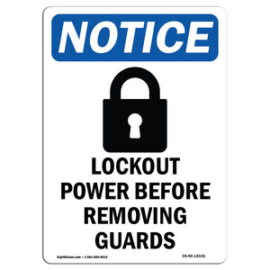 NOTICE Lockout Power Before Removing Guards