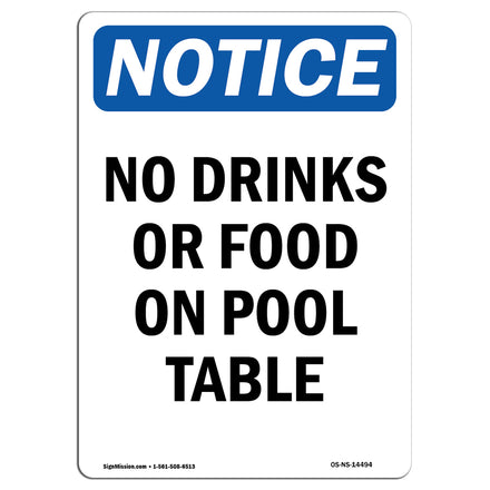 No Drinks Or Food On Pool Table
