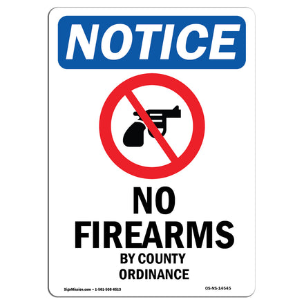 NOTICE No Firearms By County Ordinance