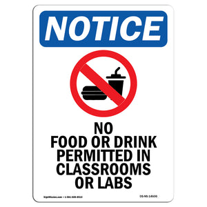 NOTICE No Food Drink In Classrooms Or Labs