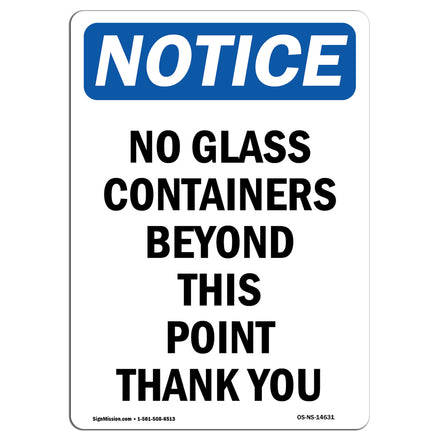 No Glass Containers Beyond This Point Thank You