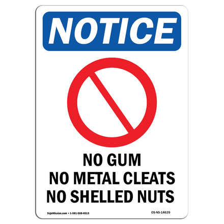 No Gum No Metal Cleats No Shelled Nuts