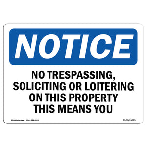 No Trespassing, Soliciting Or Loitering