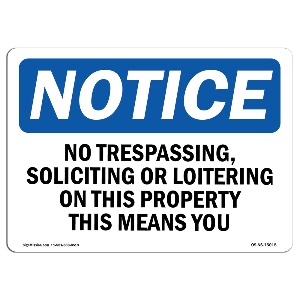 No Trespassing, Soliciting Or Loitering