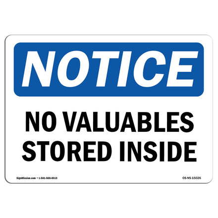 No Valuables Stored Inside