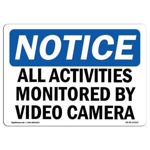 NOTICE All Activities Monitored By Video Camera