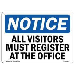 NOTICE All Visitors Must Register At The Office