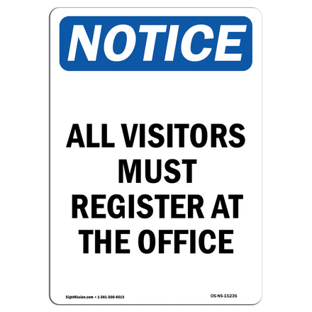 NOTICE All Visitors Must Register At The Office