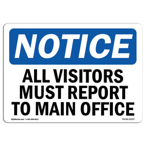 NOTICE All Visitors Must Report To Main Office