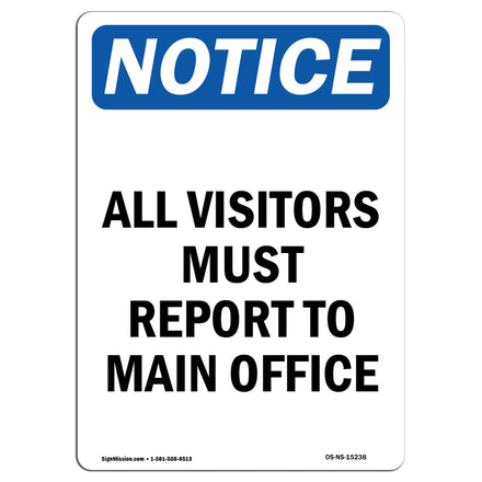 NOTICE All Visitors Must Report To Main Office