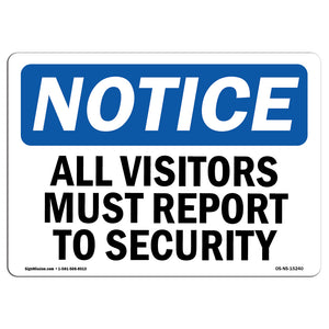 NOTICE All Visitors Must Report To Security