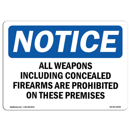 NOTICE All Weapons Concealed Firearms Prohibited