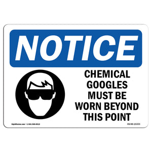 NOTICE Chemical Goggles Must Be Worn