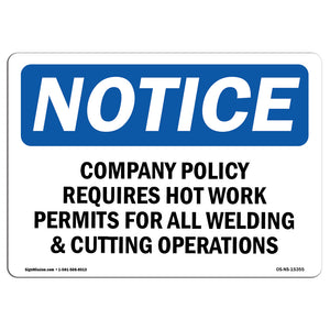 NOTICE Company Policy Requires Hot Work Permits