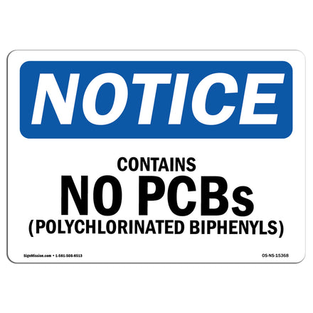 NOTICE Contains No PCBs Polychlorinated Biphenyls