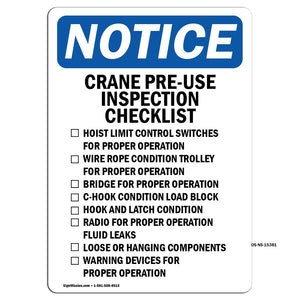 NOTICE Crane Pre-Use Inspection Checklist