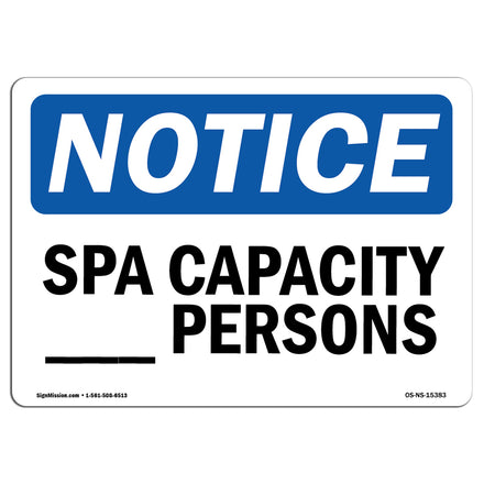 NOTICE Custom Spa Capacity - Persons