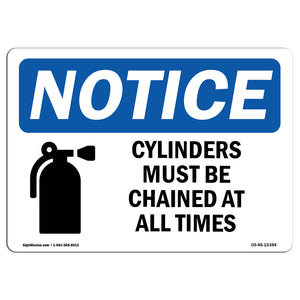 NOTICE Cylinders Must Be Chained At All Times