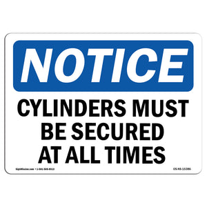 NOTICE Cylinders Must Be Secured At All Times