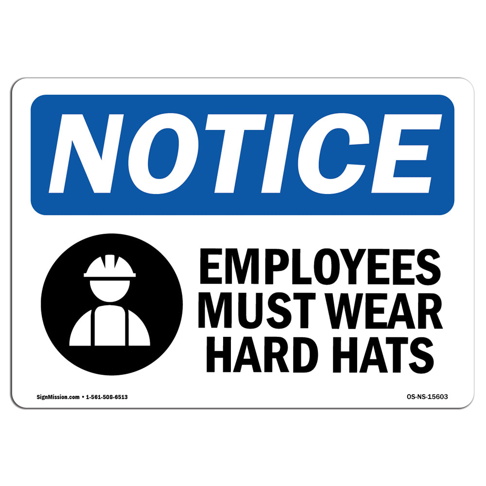 NOTICE Employees Must Wear Hard Hats