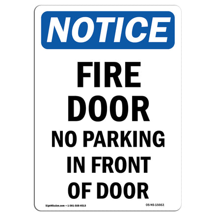 NOTICE Fire Door No Parking In Front Of Door