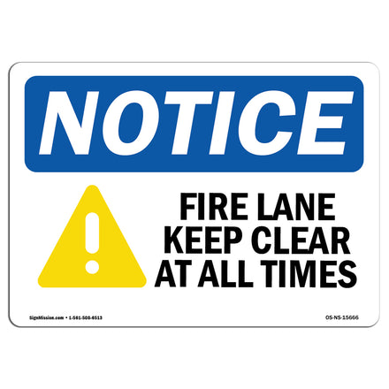 NOTICE Fire Lane Keep Clear