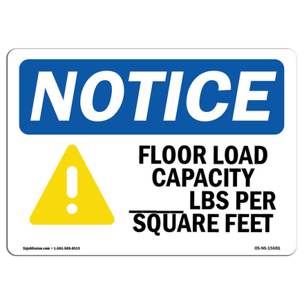 NOTICE Floor Load Capacity Per Square Foot