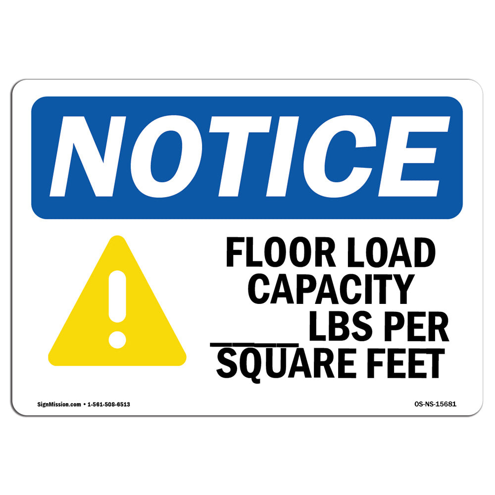 NOTICE Floor Load Capacity Per Square Foot