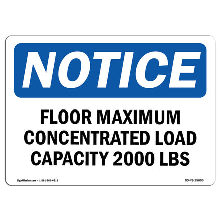 NOTICE Floor Maximum Concentrated Load Capacity