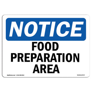 NOTICE Food Preparation Area