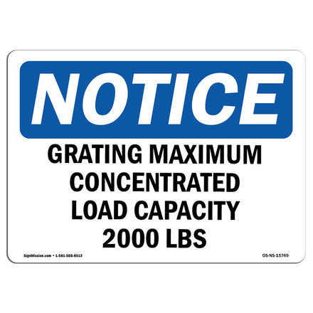 NOTICE Grating Maximum Concentrated Load