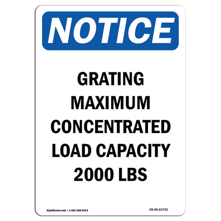 NOTICE Grating Maximum Concentrated Load